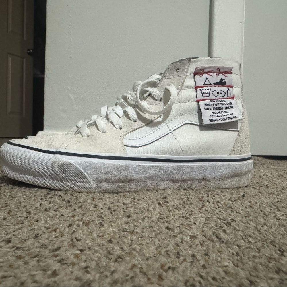Vans White Checkered High-Top Sneakers